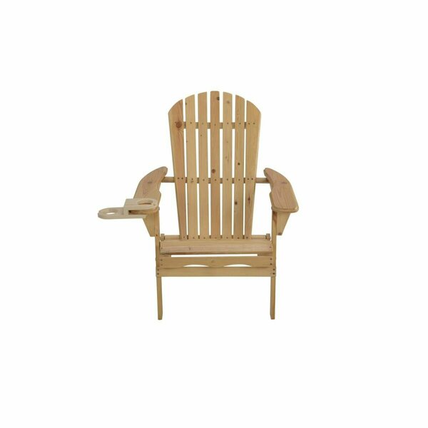 Bold Fontier 35 x 32 x 28 in. Foldable Adirondack Chair with Cup Holder, Natural BO3275355